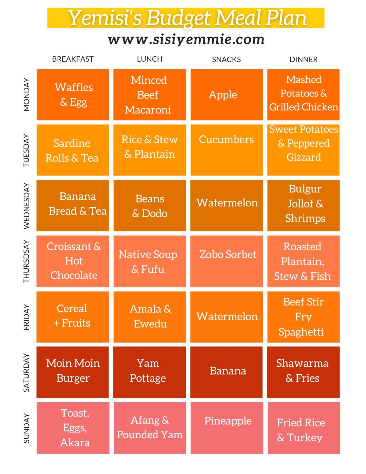 Nigerian food timetable for families littlebigbiteco