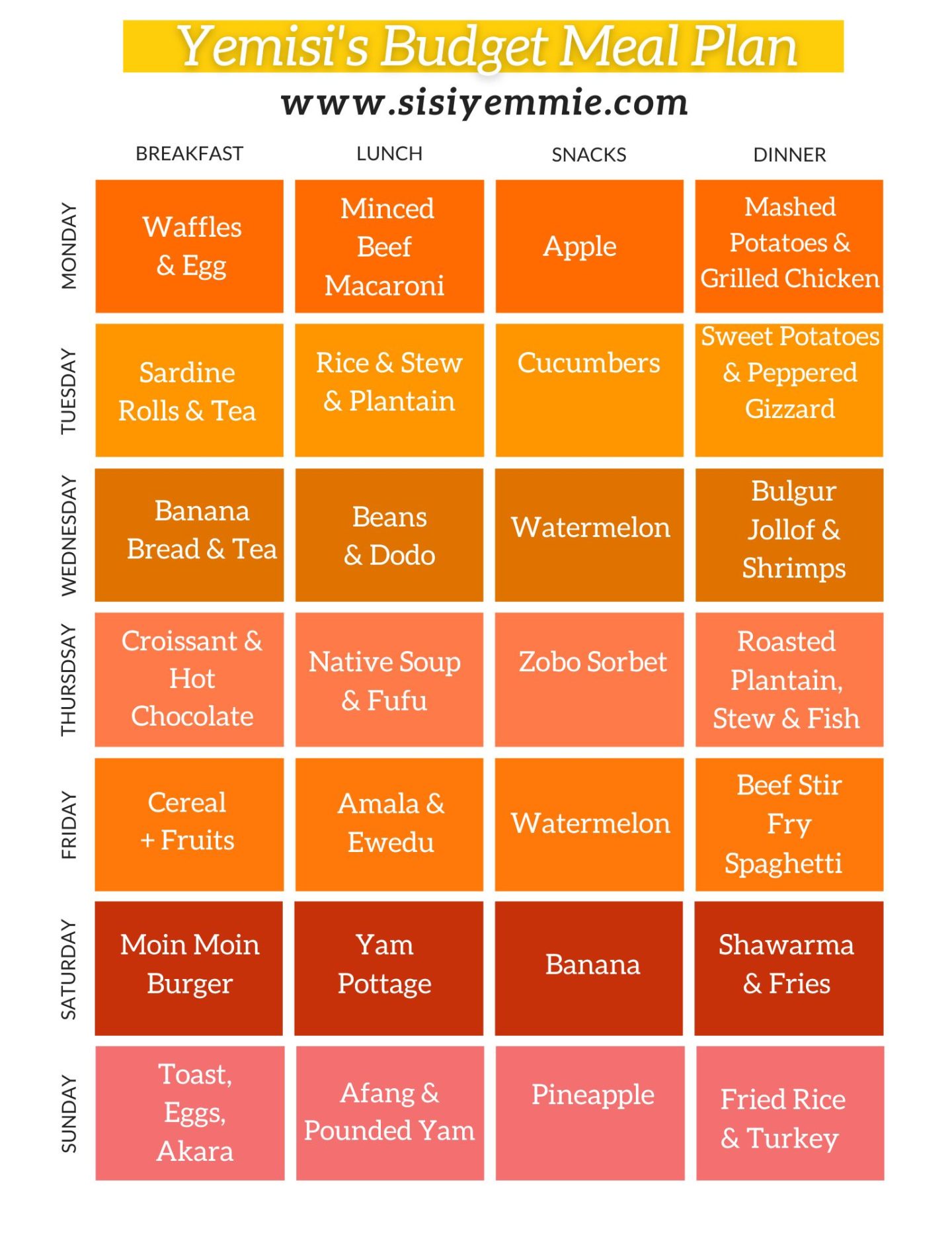 NIGERIAN FOOD TIMETABLE FOR FAMILIES - littlebigbiteco